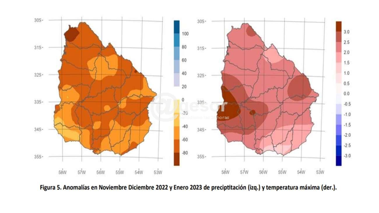 Un informe de INUMET analizando el fenómeno de la sequía expresa que la temperatura en Mercedes han estado 3,4º por encima del promedio. Agregando que en Agraciada llovió 26% menos que el promedio histórico.
